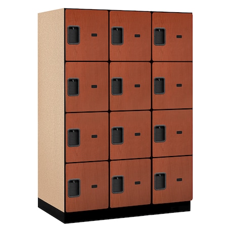 Salsbury Industries 4 Tier Designer Locker, 54"Wx76"Hx24"D, 12 Door, Cherry 18-24364CHE